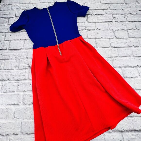 LulaRoe Amedia Dress Women Small Pink Blue Colorblock Short Sleeve Fit & Flare - Picture 12 of 12